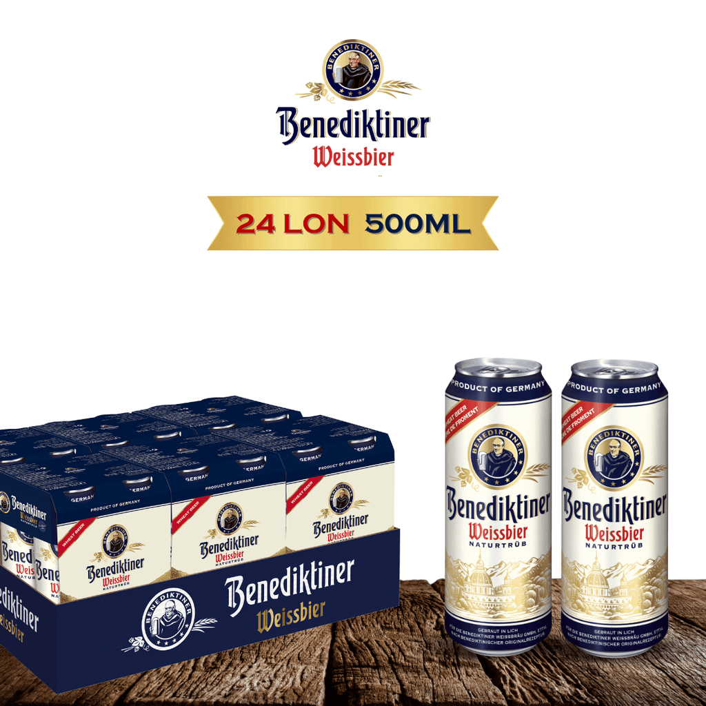 Thùng 24 lon 500ml Benediktiner Weissbier Naturtrüb