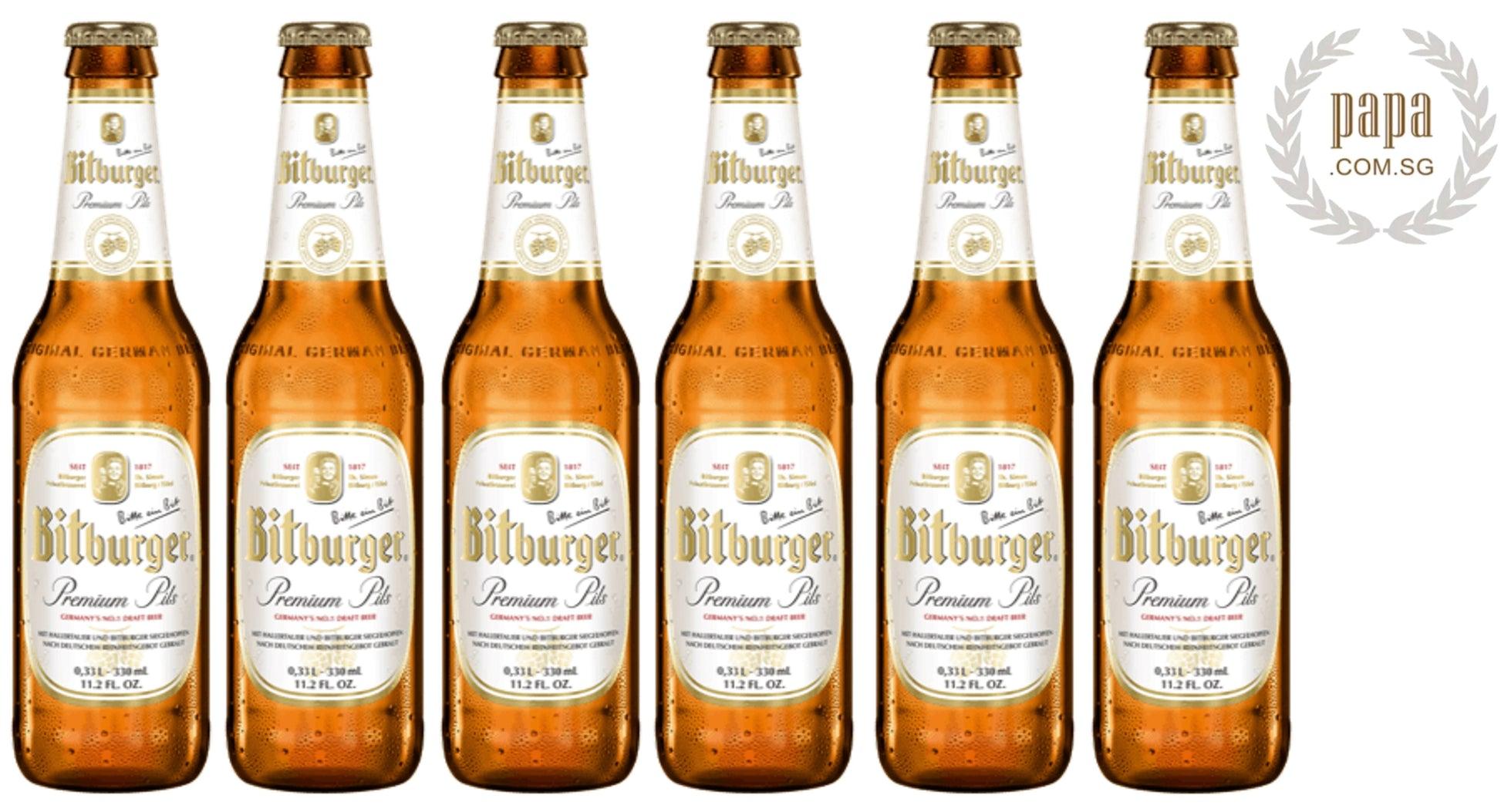 Thùng 12 chai 300ml Bitburger Premium Pils - bia Đức nhập khẩu chính hãng